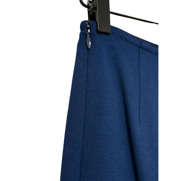 St. John Navy Blue Pencil Skirt Ruffle Hem Wool Blend Knee Length Classic Size 0 - Picture 3 of 12